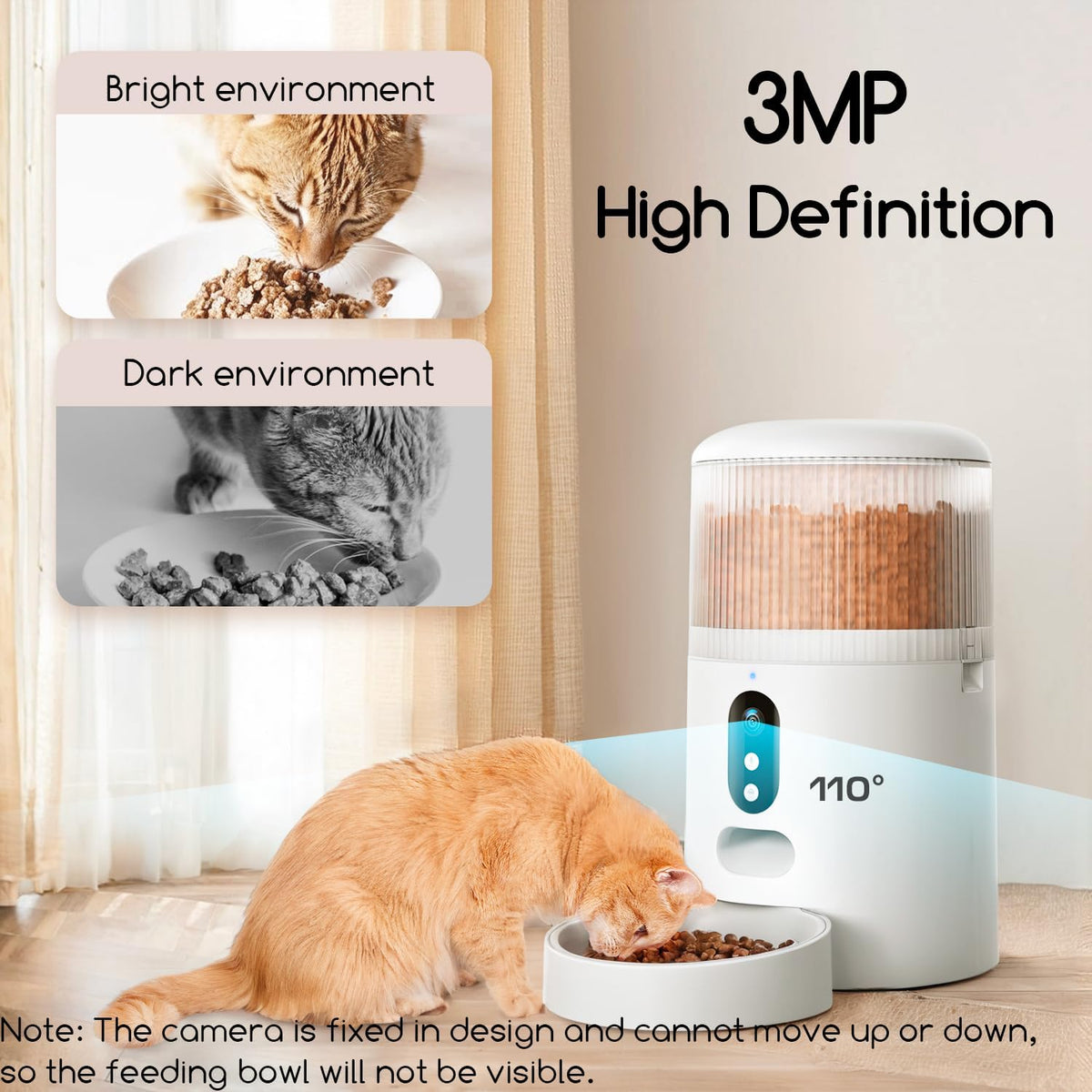 Automatic Cat Feeder with Camera, 3MP HD Video & Night Vision, 5G/2.4G Wifi Smart Pet Feeder with APP Control, 2-Way Audio, Motion Alerts, Low Food Sensor, Timed Cat Feeder for Cats & Dogs, 4L