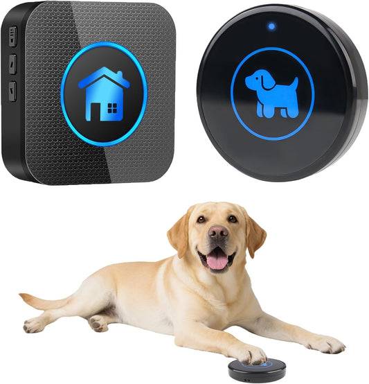 Dog Door Bell for Potty Training, Easy-Touch Wireless Dog Doorbell for Dogs to Go Outside, IP65 Waterproof, 1000Ft Range, 55 Melodies & 5 Volume Levels, 1 Buttons
