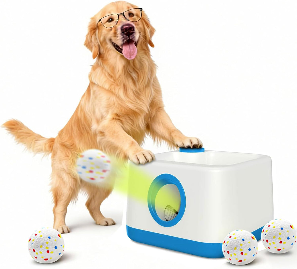 Automatic Dog Ball Launcher, Auto/Manual Paw-Activated Dog Ball Thrower