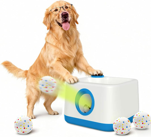 Automatic Dog Ball Launcher, Auto/Manual Paw-Activated Dog Ball Thrower