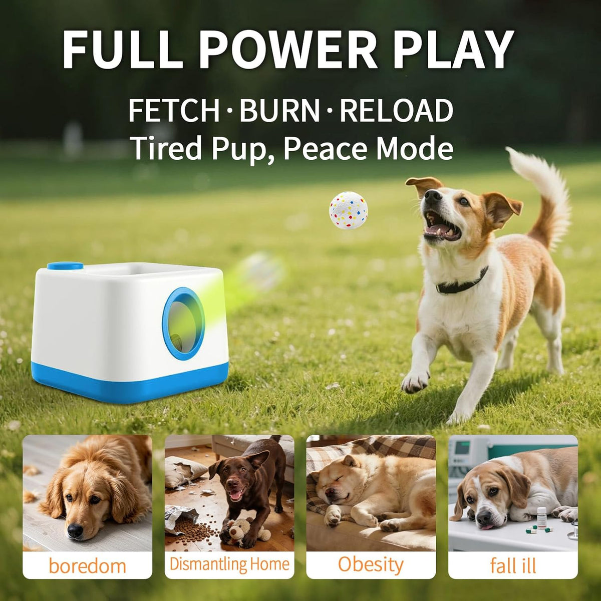 Automatic Dog Ball Launcher, Auto/Manual Paw-Activated Dog Ball Thrower