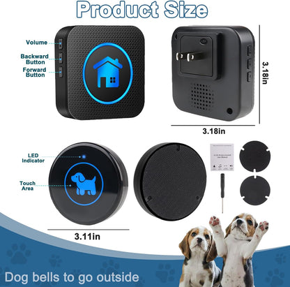 Dog Door Bell for Potty Training, Easy-Touch Wireless Dog Doorbell for Dogs to Go Outside, IP65 Waterproof, 1000Ft Range, 55 Melodies & 5 Volume Levels, 1 Buttons