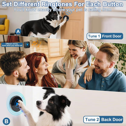 Dog Door Bell for Potty Training, Easy-Touch Wireless Dog Doorbell for Dogs to Go Outside, IP65 Waterproof, 1000Ft Range, 55 Melodies & 5 Volume Levels, 1 Buttons