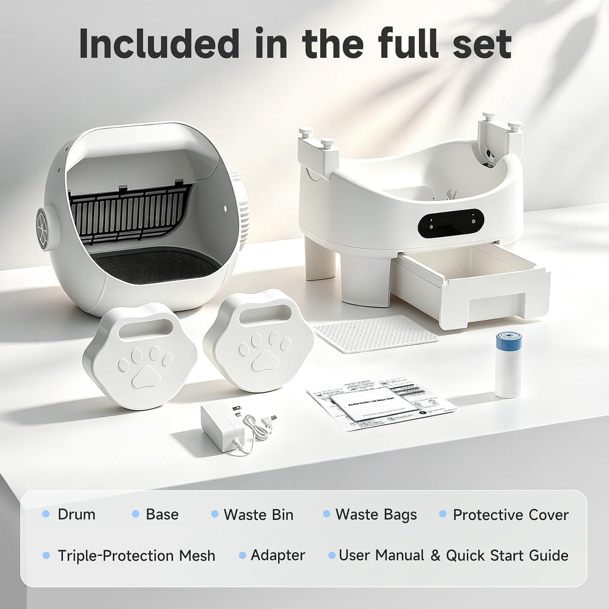 Open Top Automatic Self Cleaning Multiple Cat Litter Box, White